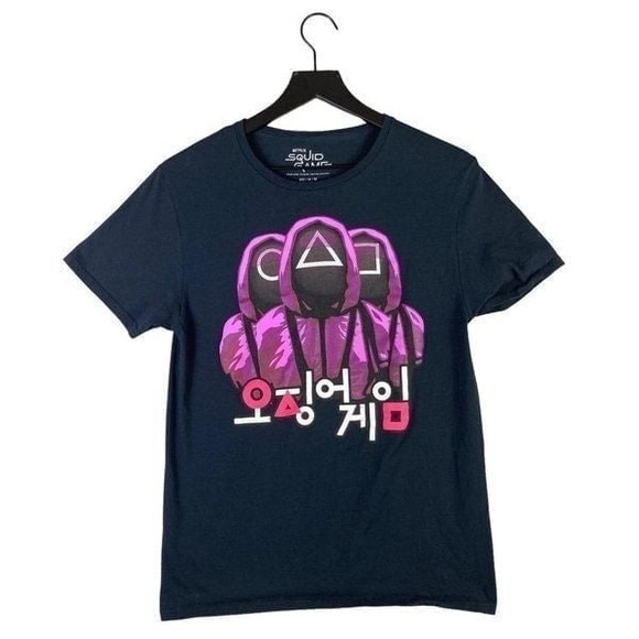 Squid Game T-Shirt Women's Size Medium Black Graphic Netflix Logo Symbols - Picture 1 of 9